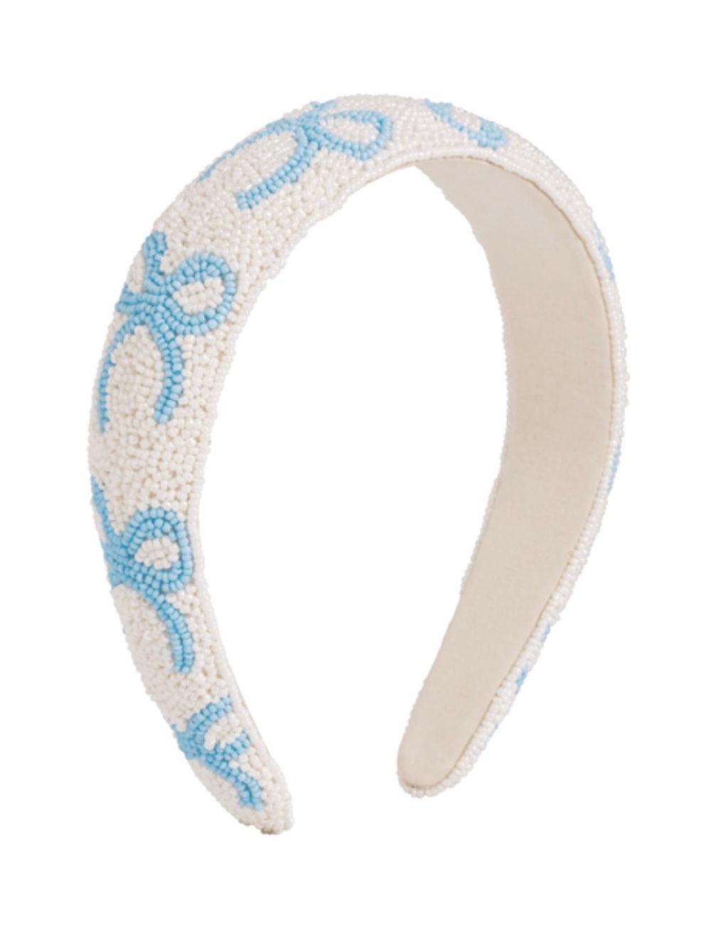 Mud Pie Cream and Light Blue Beaded Padded Headband